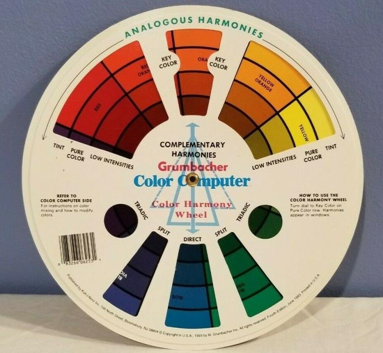 Vintage 1993 Color Computer Color Harmony Wheel Chart M Grumbacher Inc. B420