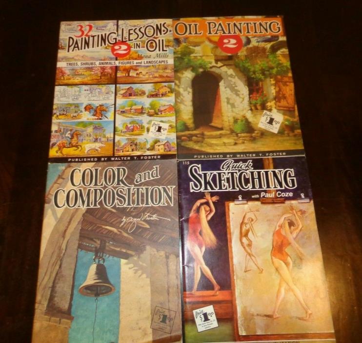 Lot of 4 Walter T. Foster Publication Color Oil * Sketching * Lessons Books