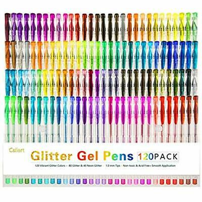 Pens Glitter Gel For Adult Coloring Books Neon Colored Art Markers Drawing Set