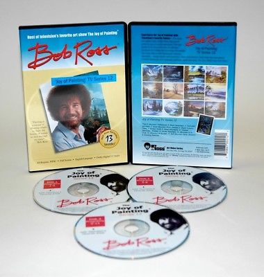 BOB ROSS JOY OF PAINTING DVD SERIES 12 / 3 DVD SET /390 MINUTES AND 13 PAINTINGS