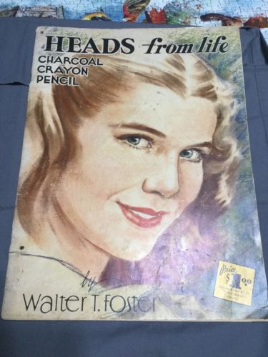 Vtg 1950's HEADS FROM LIFE Charcoal Pencil Walter T. Foster Art Instruction Book