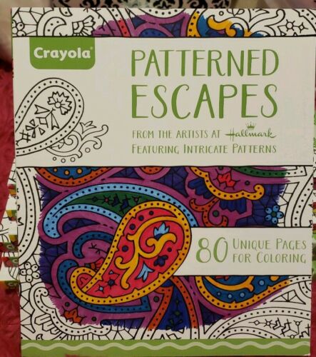 Crayola Patterned Escapes Coloring Book NEW from Hallmark Artists 80 Pgs