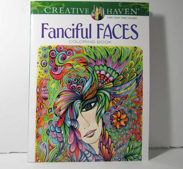CREATIVE HAVEN FANCIFUL FACES COLORING BOOK ARTWORK BY MIRYAM ADATTO