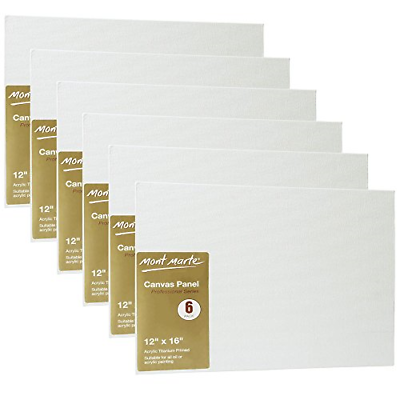 Mont Marte Canvas Panel pack of 6, 12 X 16 inches, Canvas Panel Great for to