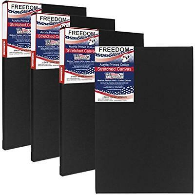 16 X PreStretched Canvas 20 Inch Black Professional Quality Acid Free 4-Pack 3/4