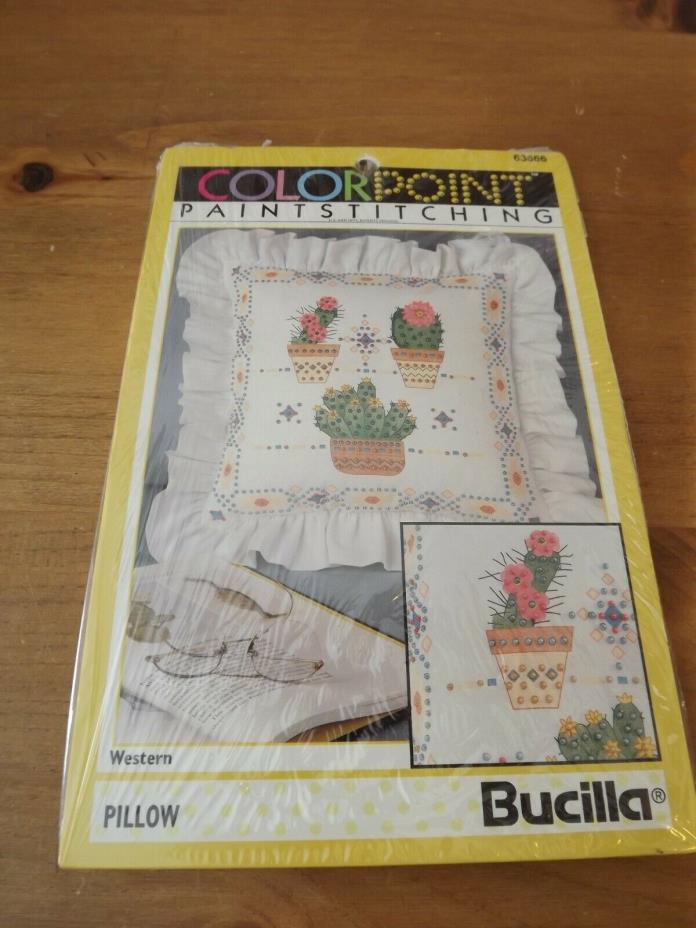 NEW Bucilla Colorpoint WESTERN CACTUS PILLOW finished 16x16