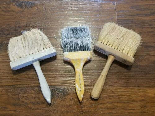 Vintage Large Paint Brushes Lot Of 3 Vtg antique  brush big