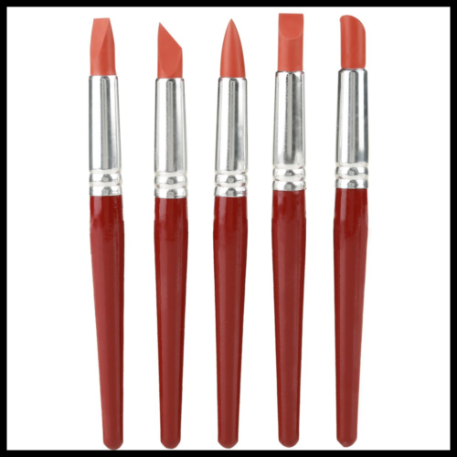 5Pcs RED LARGE Sized Rubber Tip Paints Silicon Brushes Sculpture Pottery Clay Sh