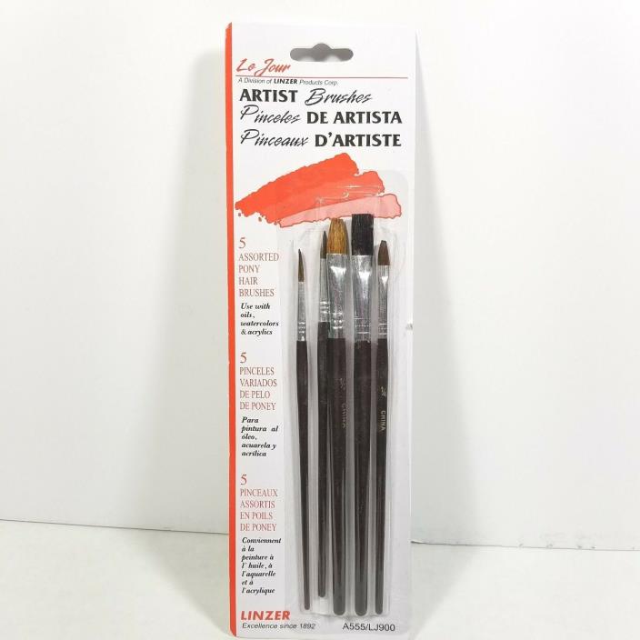 Linzer Le Jour Artist Brushes 5 Asst for use wi oils watercolors acrylics (F736)