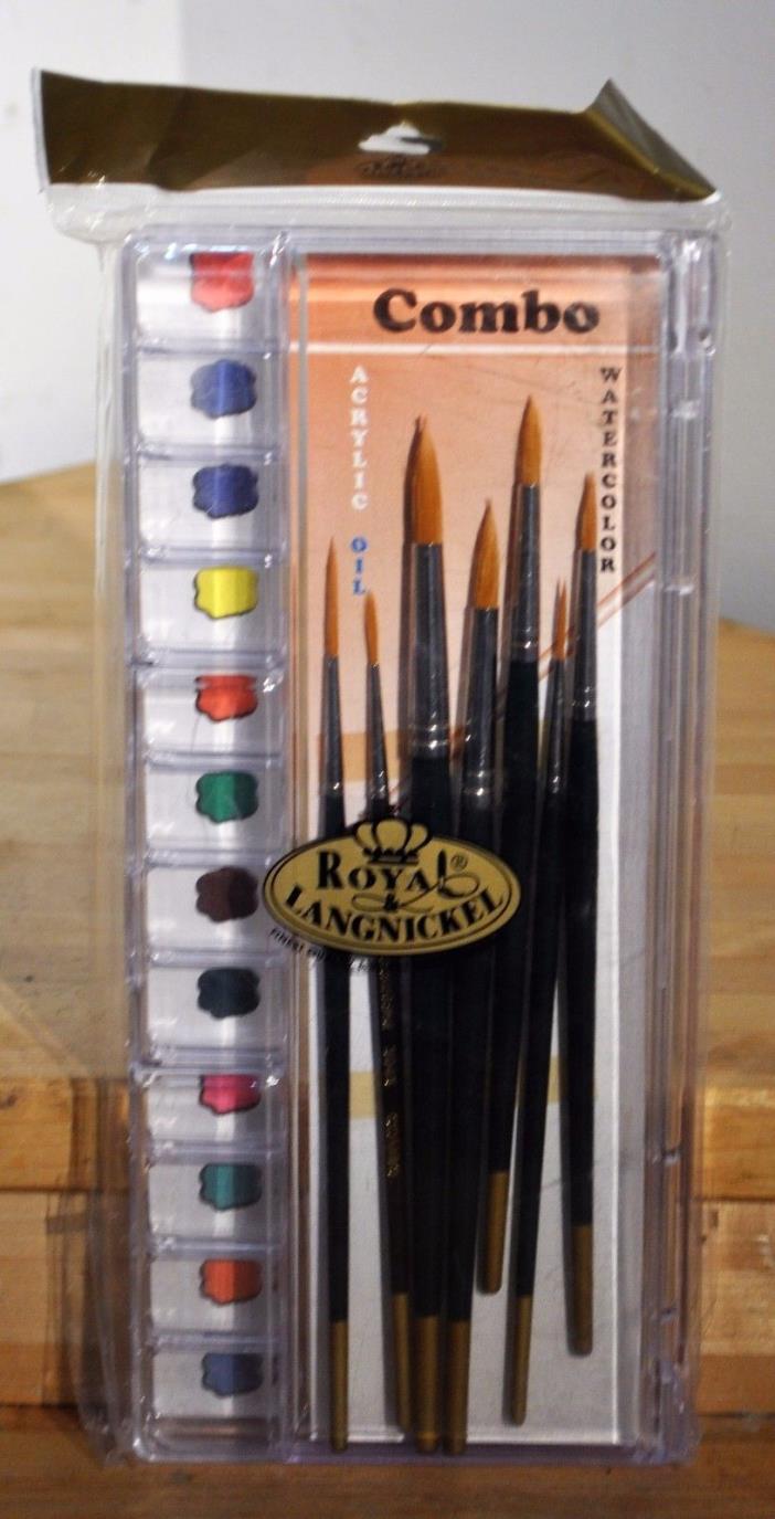 Royal Langnickel 7Pc Deluxe Round/Liner Brush Set W/ Clear Palette Combo