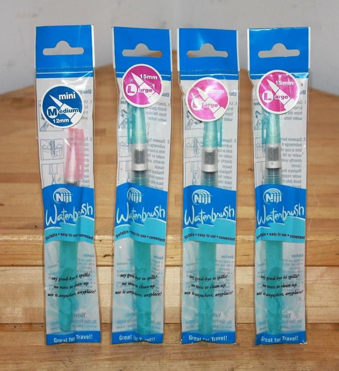 Niji Waterbrushes (3) Lg 15mm Brushes & (1) Med 12mm Brush