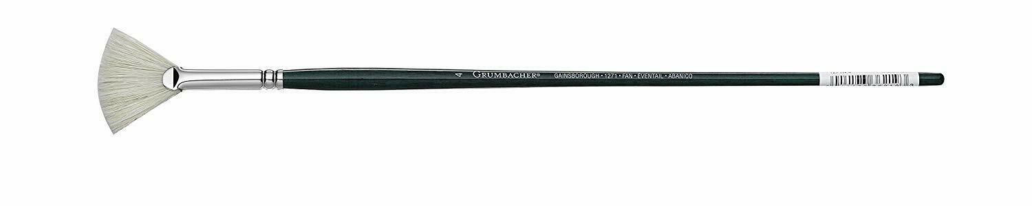 Grumbacher Gainsborough Fan Oil and Acrylic Brush, Hog Bristle, Size 4