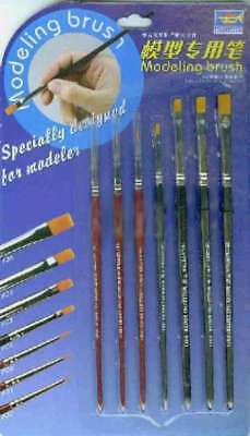 TRUMPETER 9900 Paint Brush Set Round #0 1 2/0 Flat 1/4 1/8 3/16 7/32 FREE SHIP