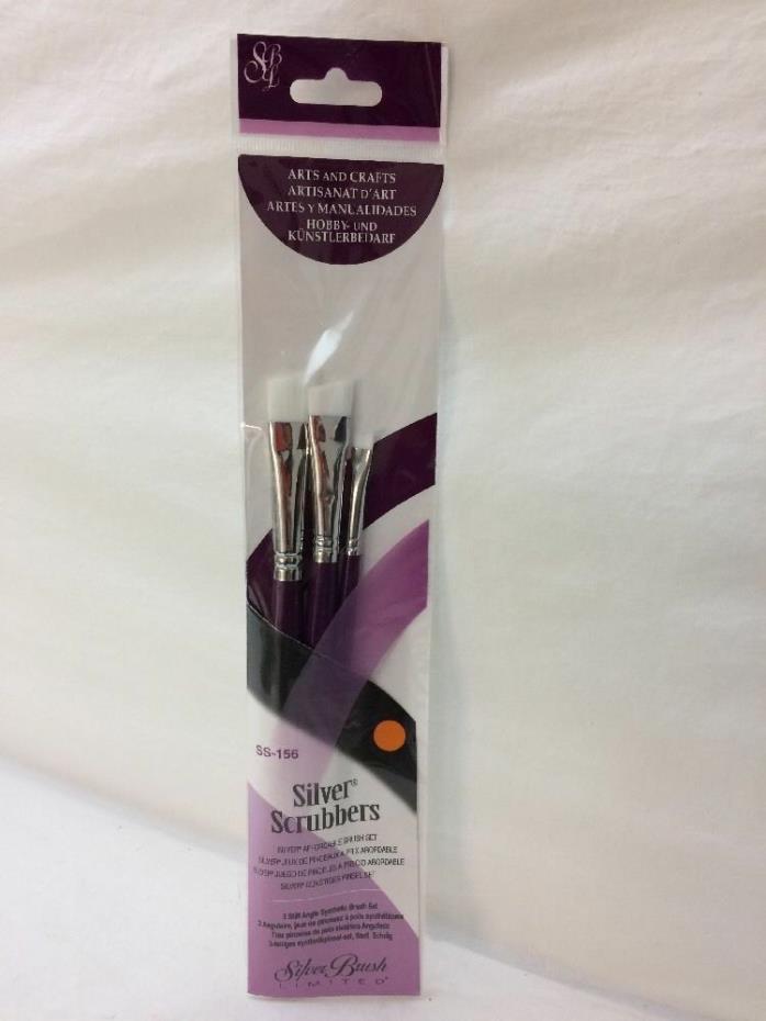 Silver Brush Limited Silver Scrubbers SS-156 3 Stiff Angle Brush Set New 003