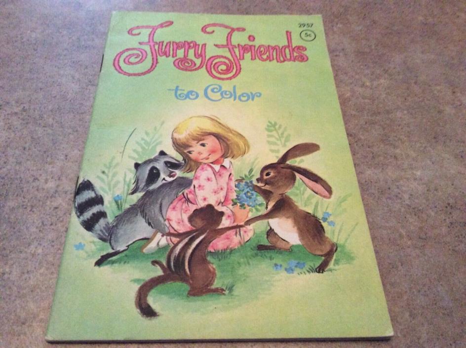 Vintage FURRY FRIENDS To Color Booklet 1966 Made in USA