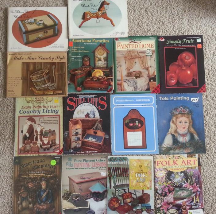 LOT OF 14 PAINTING BOOKS BOOKLETS DECORATIVE TOLE PAINTING ETC.