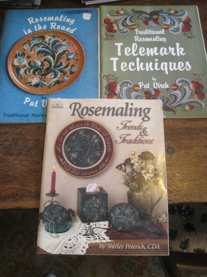 Rosemaling In Round/TRADITIONAL BY VIRCH&TRENDS BY PETERICH LOT OF 3 PAINT BKS