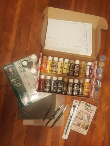 One Stroke Painting Kit Plaid Folk Art Learn 2 paint Walls Furniture Mural Motif