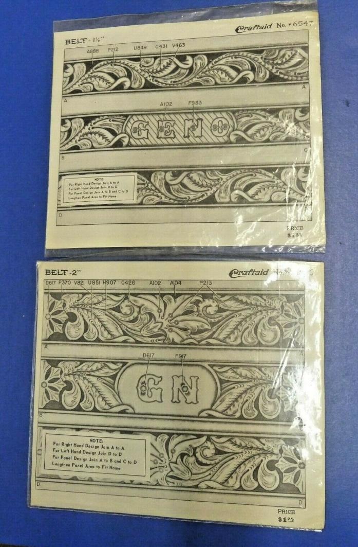 VINTAGE NOS LOT 2 CRAFTAID Tooling Patterns for BELTS #6547 AND 6546 SCROLLS