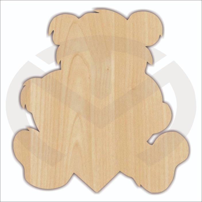 Unfinished Wood Valentine Teddy Bear with Heart Laser Cutout, Door Hanger