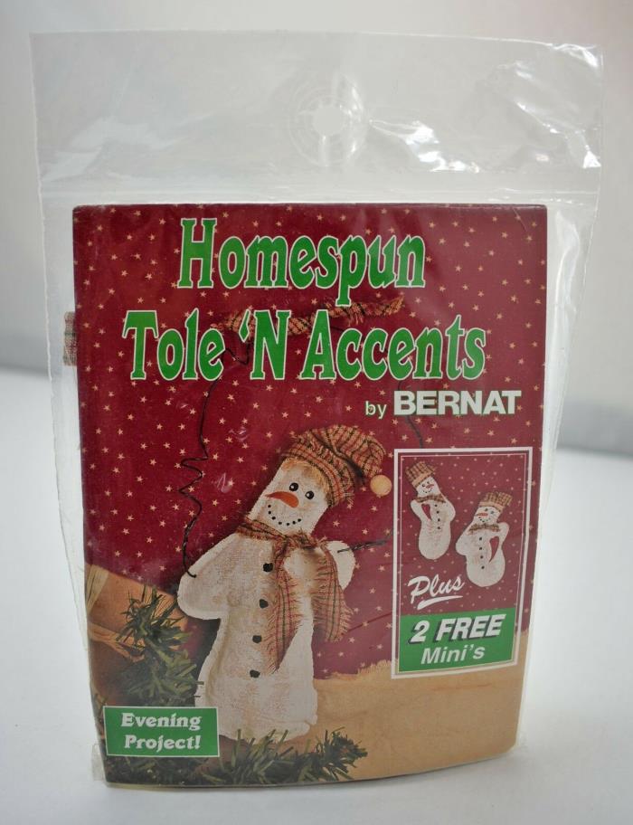 Vintage Snowman Shape Ornament Homespun Tole 'N Accents Kit by Bernat 1995