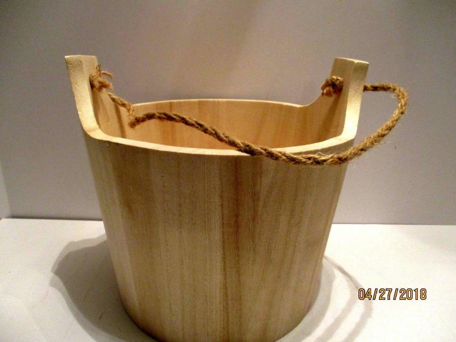 Large Unfinished Soft Wood Unfinished Bucket Rope Twine Handle for Decorating