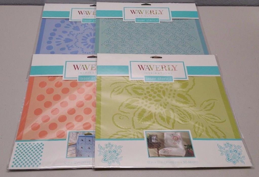 Waverly Inspirations 12x12 Big Wheel, Scallop, Big Dot, Floral Laser Stencil (4)