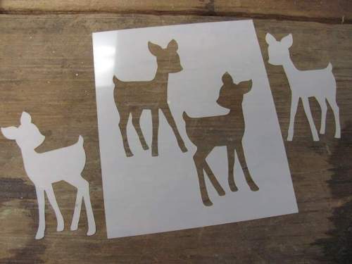 Set Baby Deer Mylar Stencil Art Paint Scrapbook Made in USA Airbrush Reusable