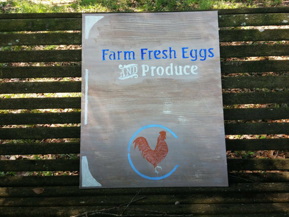 Farm Fresh Eggs Canvas Painting Stencil Art Kitchen Farm Original Damaged