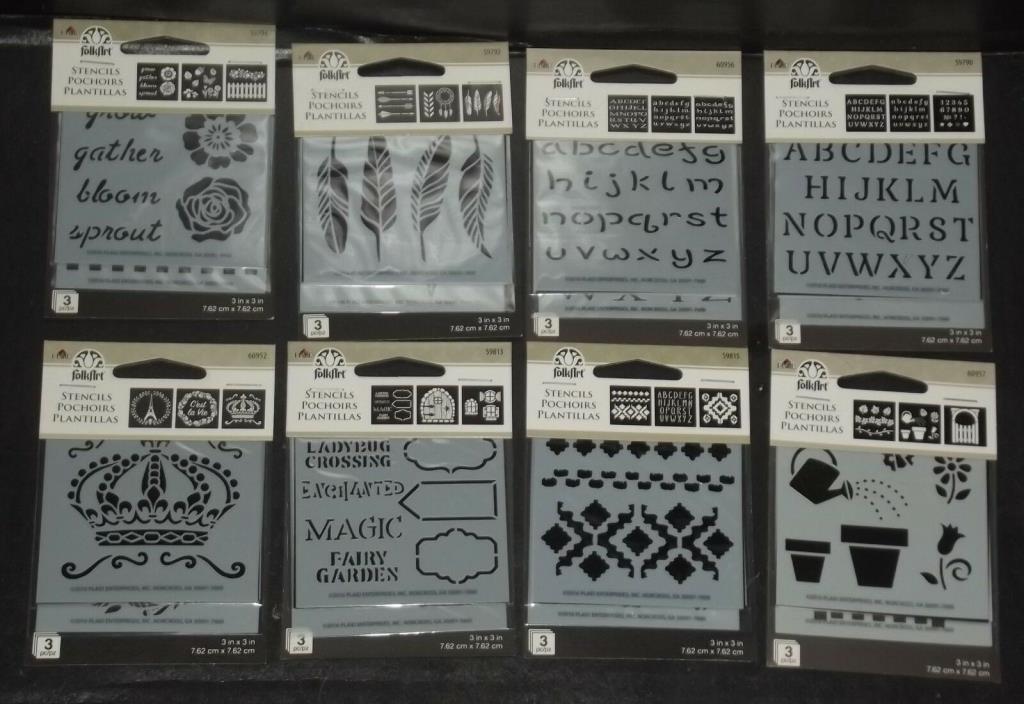 35 Plaid folkArt Stencil Sheet Packs (3x3) and 5 (4x4) Stencil Sheet Packs