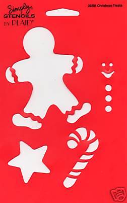 Christmas Stencil Template Gingerbread Man Candy Cane All Night Media Reusable