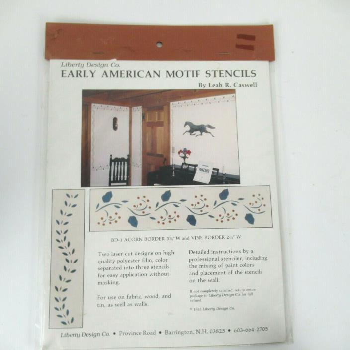 Vtg Liberty Design Early American Motif Stencil Acorn Vine Borders Farm Rustic