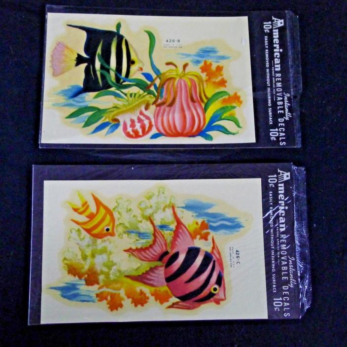 2 Vintage American Decalcomania Decals Exotic Fish 426 B-C Water Slide Crafts