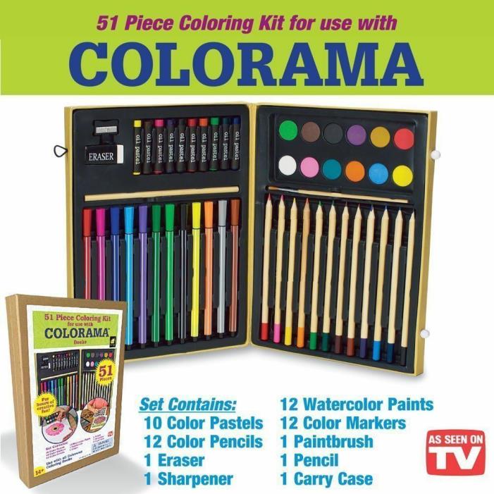Colorama 51pc Coloring Art Kit as seen on TV Markers Pencils Paint  NEW! w/ Case
