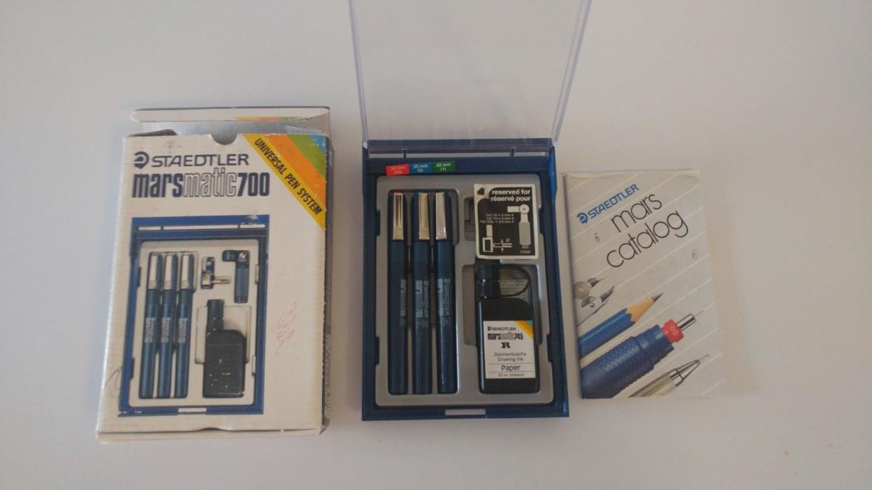 Vintage Staedtler Marsmatic 700 Technical 3 Pens Set With Ink