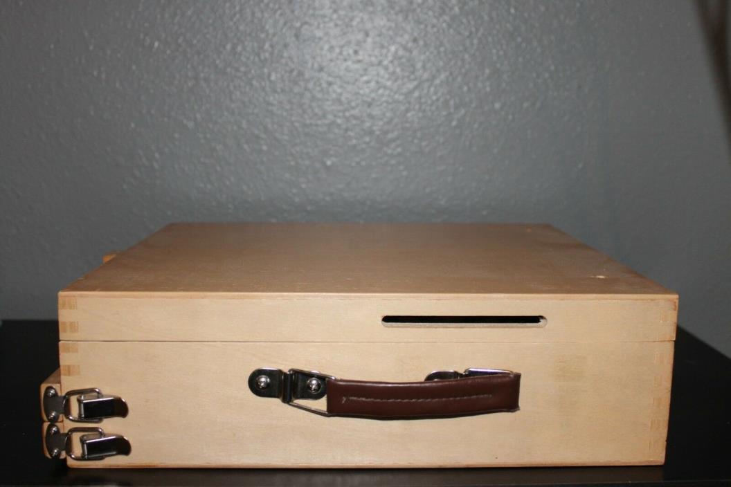 Wooden Artists Box, With Handle, Hinged, Double Drawers