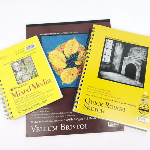Lot Of 3 Drawing Art Paper Pads And Sketch Books Mixed Media Vellum Bristol