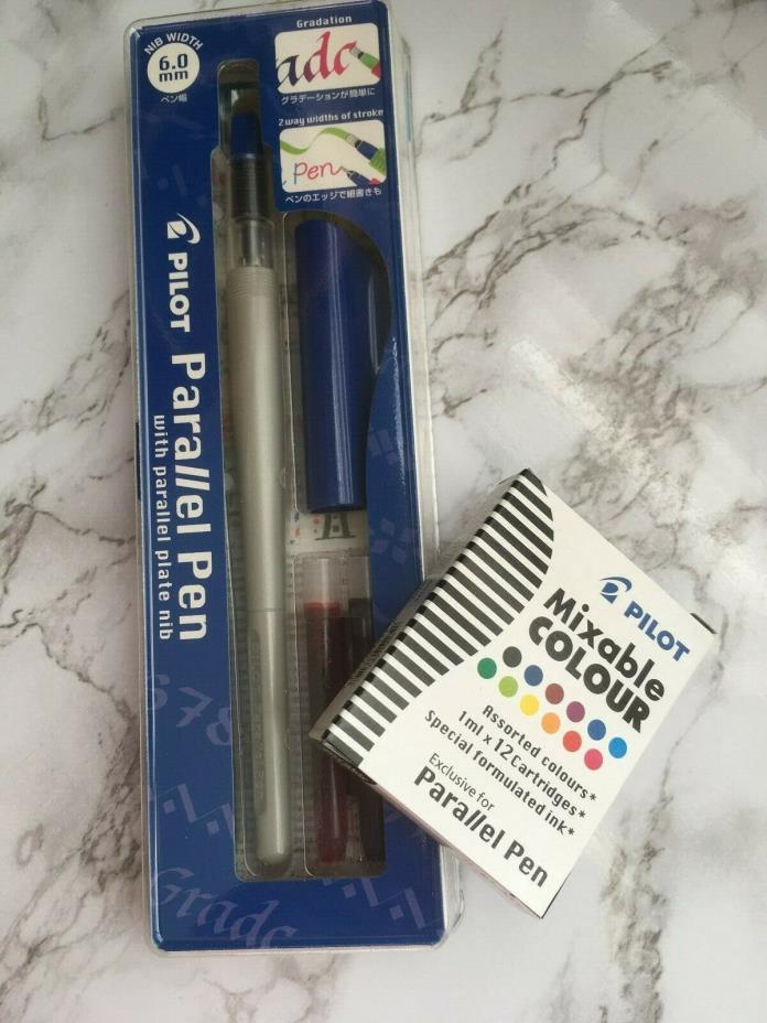 Pilot Parallell Calligraphy Pen With 12 Assorted Ink Cartridges 6.0 Nib