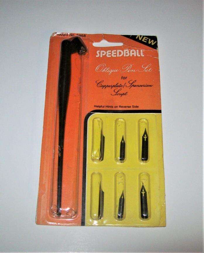 Speedball Pen Oblique Set Holder Point 1 Pack Calligraphy 6 Nibs Copperplate