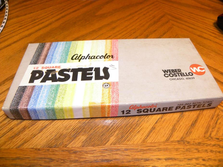 VINTAGE - WEBER COSTELLO - ALPHACOLOR SQUARE PASTELS - BOX OF 12 - UNUSED !!