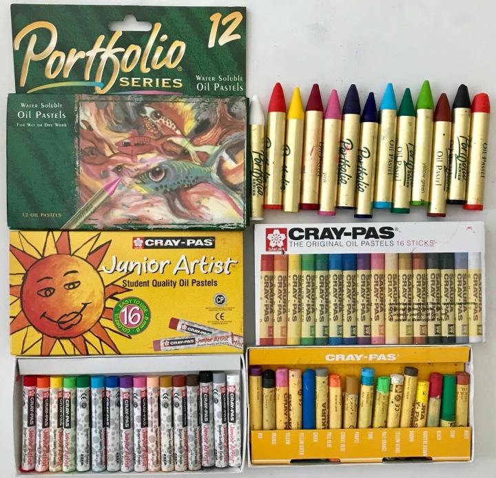 Lot 3 Boxes Artist Oil Pastels Sakura Cray-pas & Portfolio Series 1 New 2 Used