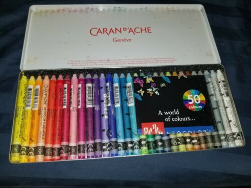 Caran Dache Neocolor II Watersoluble Wax Oil Crayon Pastels Art Sketch Set Of 30