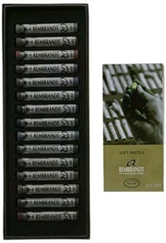 Rembrandt Soft Pastel Cardboard Box Set - 15 Full Stick Dark Shade Selection NEW