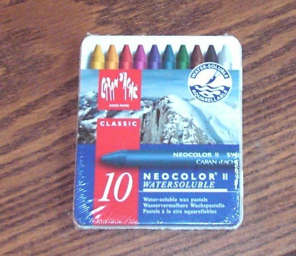 NEOCOLOR II WATERSOLUBLE 10 WAX PASTELS IN TIN WITH SNAPPING LID