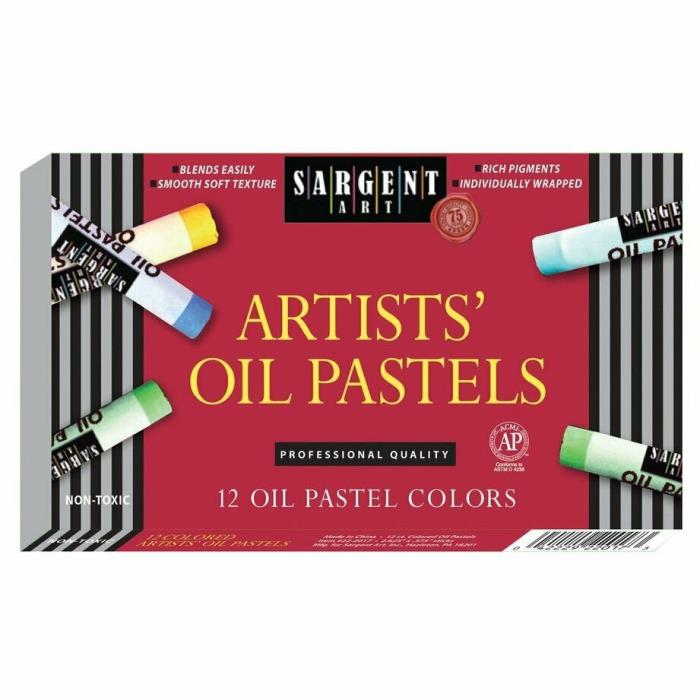 Sargent Art Non-Toxic Regular Oil Pastel, 2-5/16 x 11/32 in, Assorted Colors 12