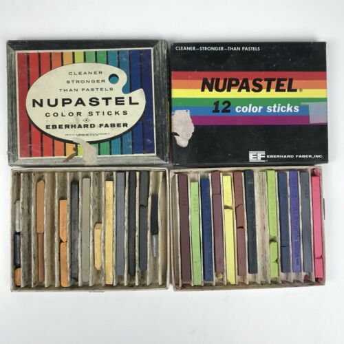 Nupastel Color Sticks Lot Of 2 Vintage Boxes Art Supplies Pastels Eberhard Faber