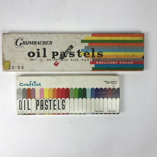 Vintage Oil Pastels Lot of 2 Art Supplies In Original Box Grumbacher Craftint