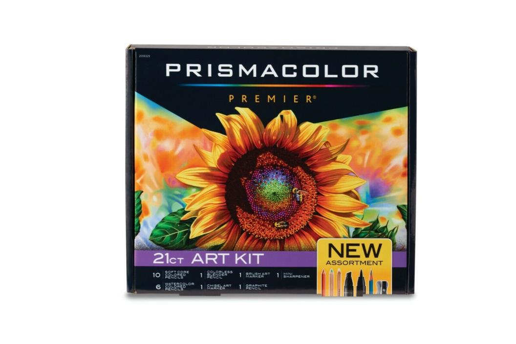 NEW! PRIMSACOLOR PREMIER ART KIT 21CT WATERCOLOR PENCILS ETC.