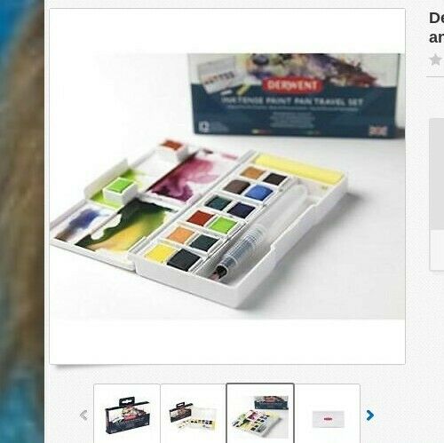 Derwent Inktense Paint Pan Travel Set, Includes 12 Colors and a waterbrush