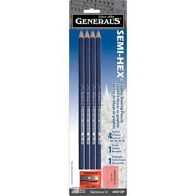Semi-Hex Graphite Drawing Pencils 4/Pkg HB, 2B, 4B, & 6B 044974044974